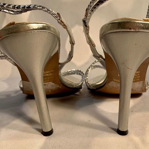 WILD ROSE SILVER DRESS SANDALS 4” HEELS 7.5 - Picture 6 of 8